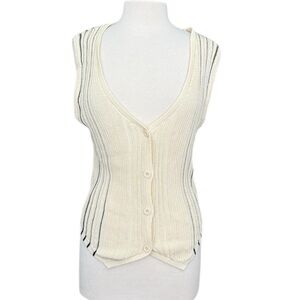 NFINITY Cream Knit Top with Black Stripes Small
